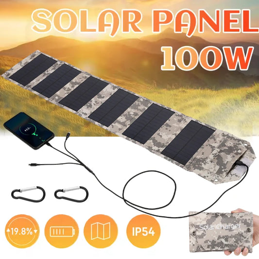 LUXUGLOW 6-Fold 100W 5V USB Folding Solar Power Bank