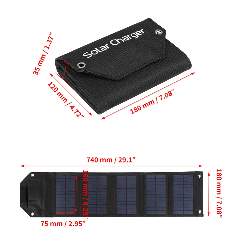 LUXUGLOW 6-Fold 100W 5V USB Folding Solar Power Bank