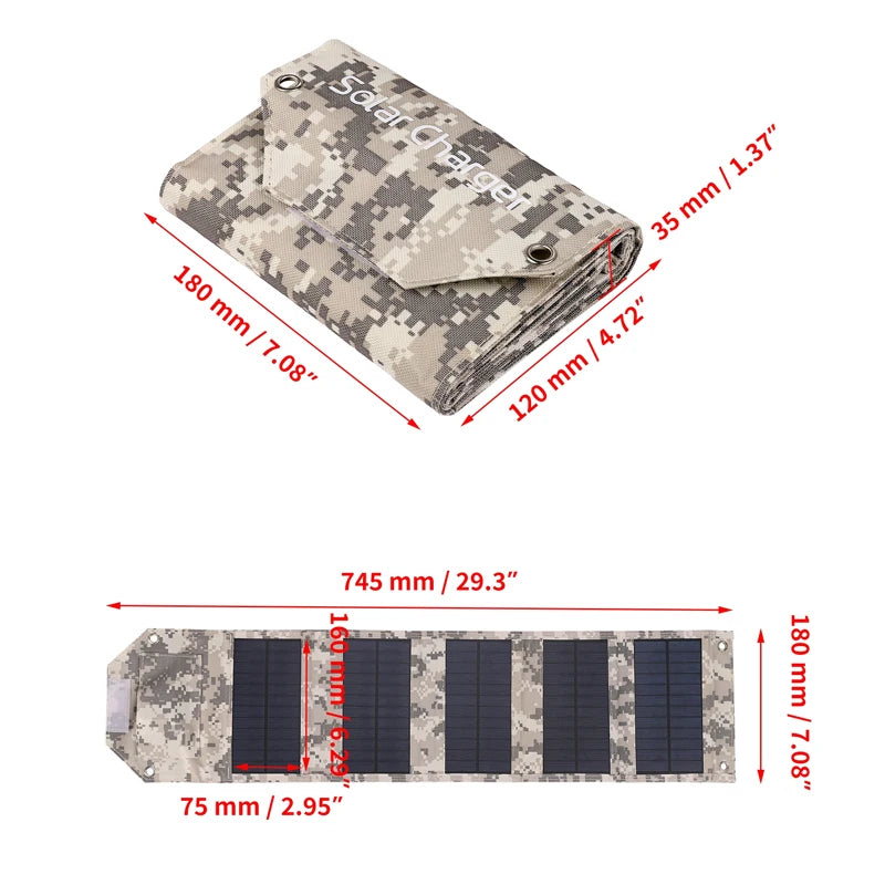 LUXUGLOW 6-Fold 100W 5V USB Folding Solar Power Bank