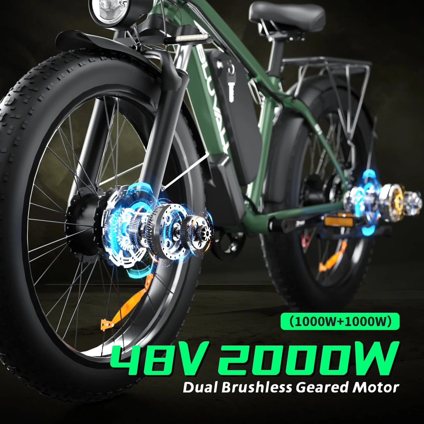 ZEEGR 48V 2000W 26" Full Suspension E-Bike