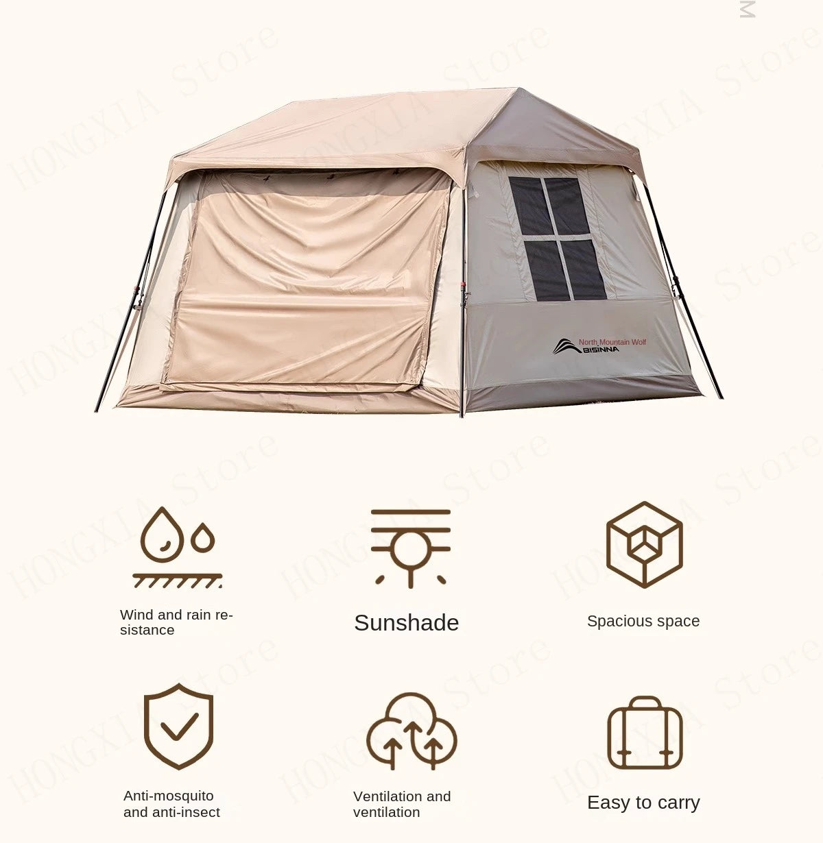 Sun Protecting Quick Opening 2-in-1 Gazebo Camping Tent