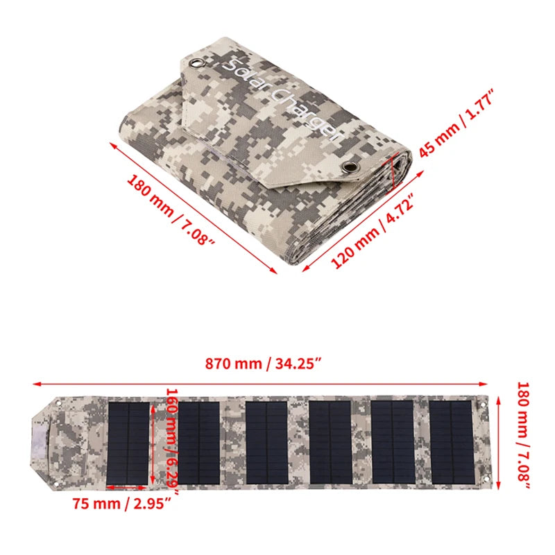 LUXUGLOW 6-Fold 100W 5V USB Folding Solar Power Bank