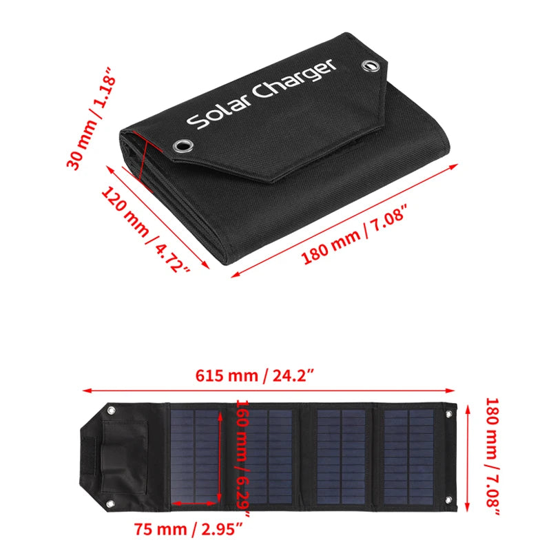 LUXUGLOW 6-Fold 100W 5V USB Folding Solar Power Bank