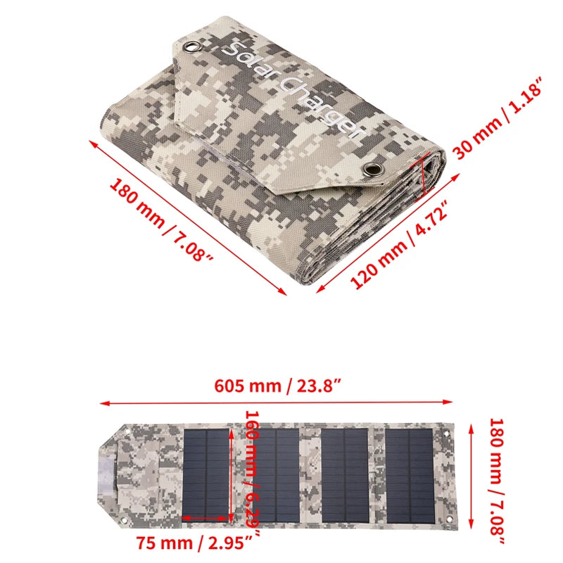 LUXUGLOW 6-Fold 100W 5V USB Folding Solar Power Bank