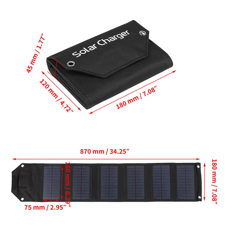 LUXUGLOW 6-Fold 100W 5V USB Folding Solar Power Bank